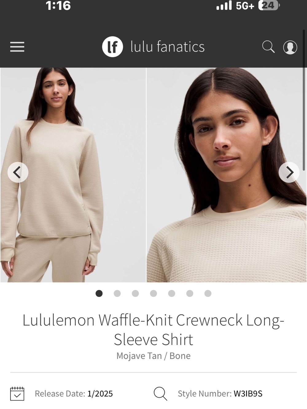 lululemon Waffle-Knit Crewneck — Mojave Tan / Bone
